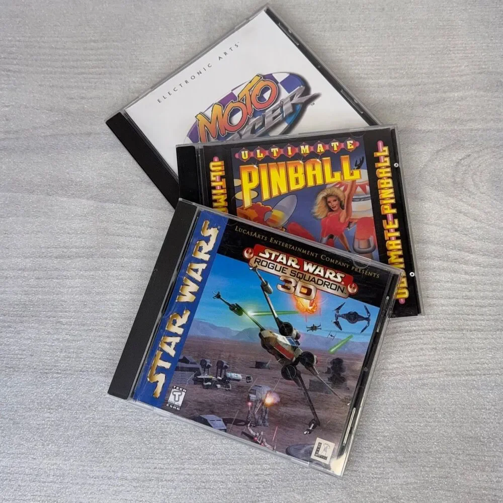 Moto Racer, Ultimate Pinball, Star Wars Rogue Squadron 3D - PC CD-Rom Lot